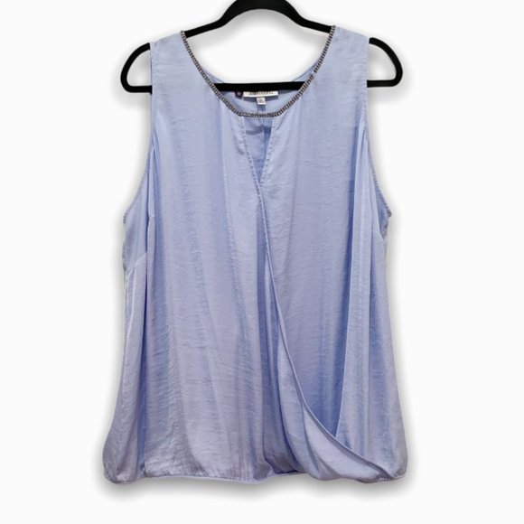 Jennifer Lopez Tops - Jennifer Lopez Crystal Neckline Faux Wrap Tank Top